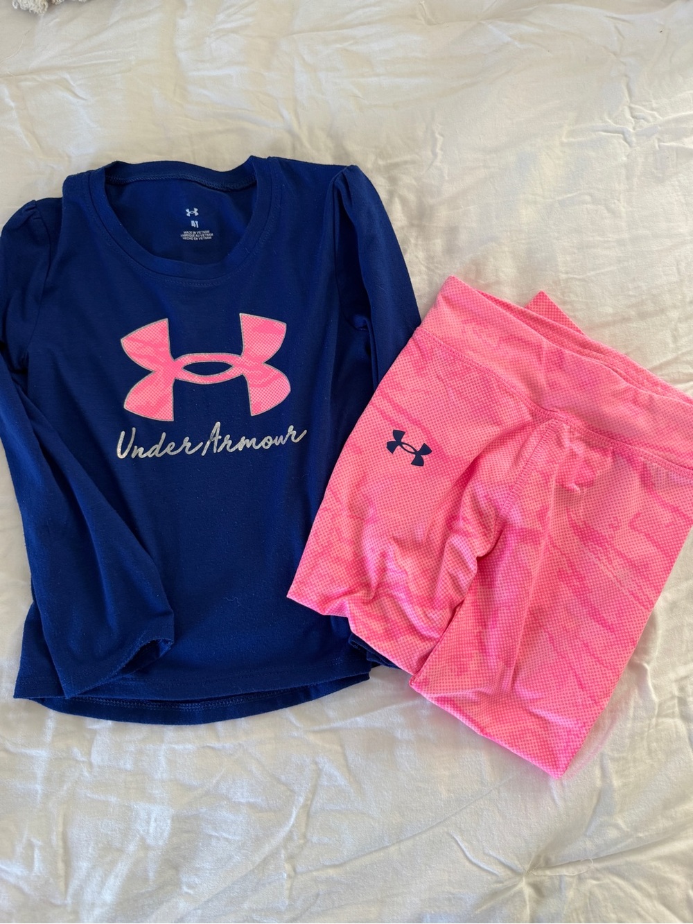 Under Armour Navy Top with Pink Logo & Pink Athletic Pants